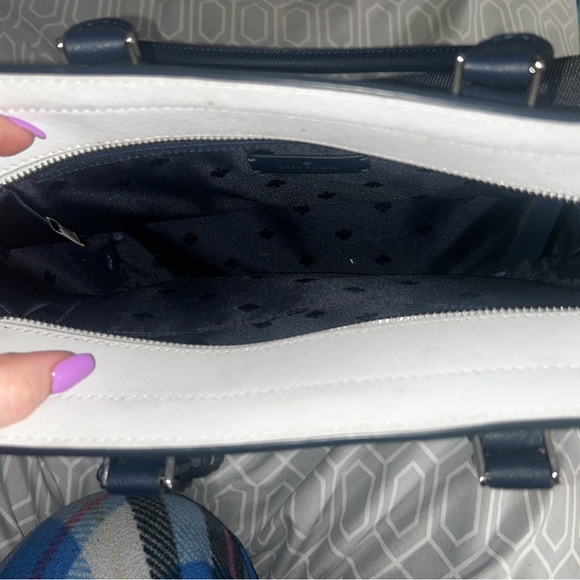 Kate Spade Blue and White Satchel with Structured Design